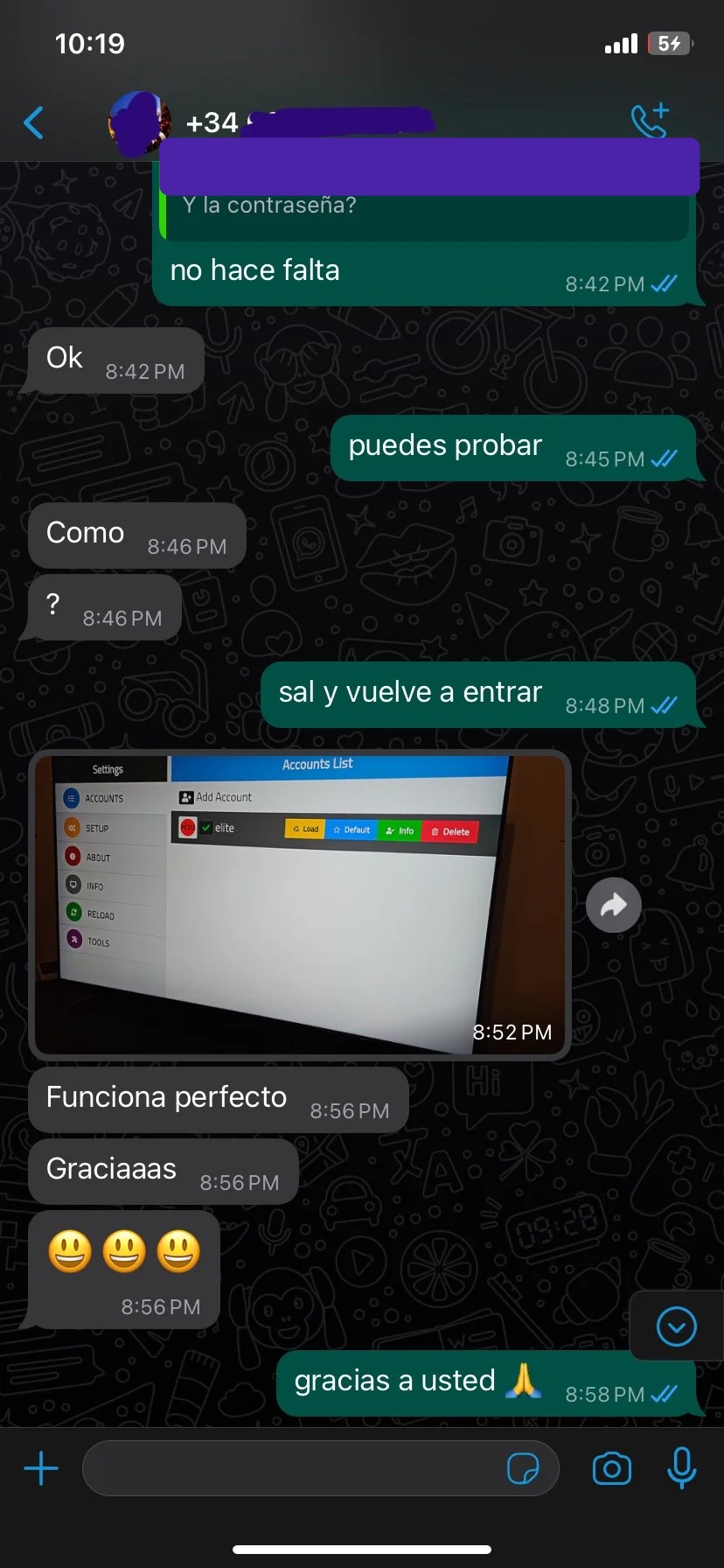 Reseña de cliente en WhatsApp
