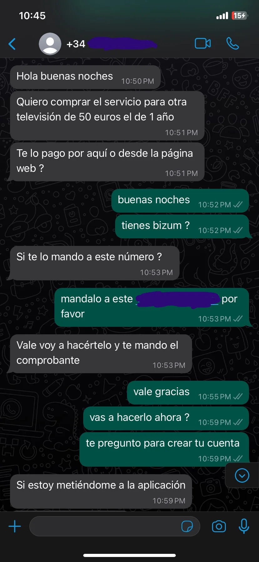 Reseña de cliente en WhatsApp